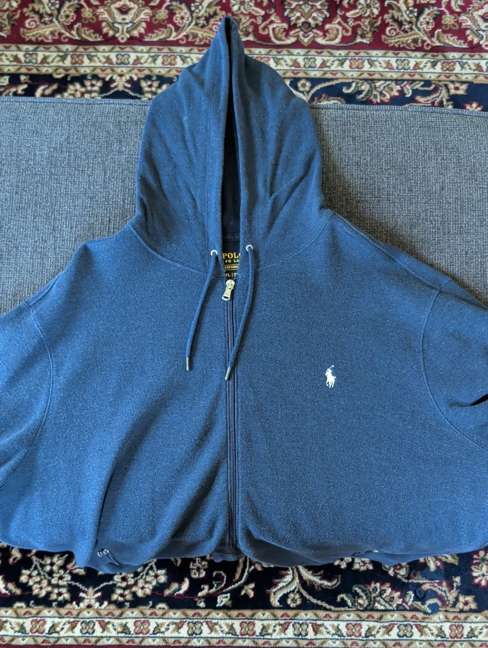 Polo by Ralph Lauren Navy Blue Zip-Up Hoodie with Embroidered Pony